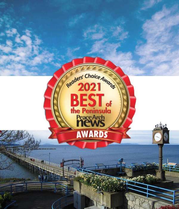 John Sadler's badge of Readers' Choice Awards 2021 Best of the Peninsula from Peace Arch News.